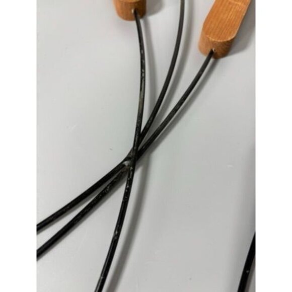 Vtg Set Of 3 Wooden Cattail Plant Black Metal Wire Stem Wall Decor - Picture 7 of 8